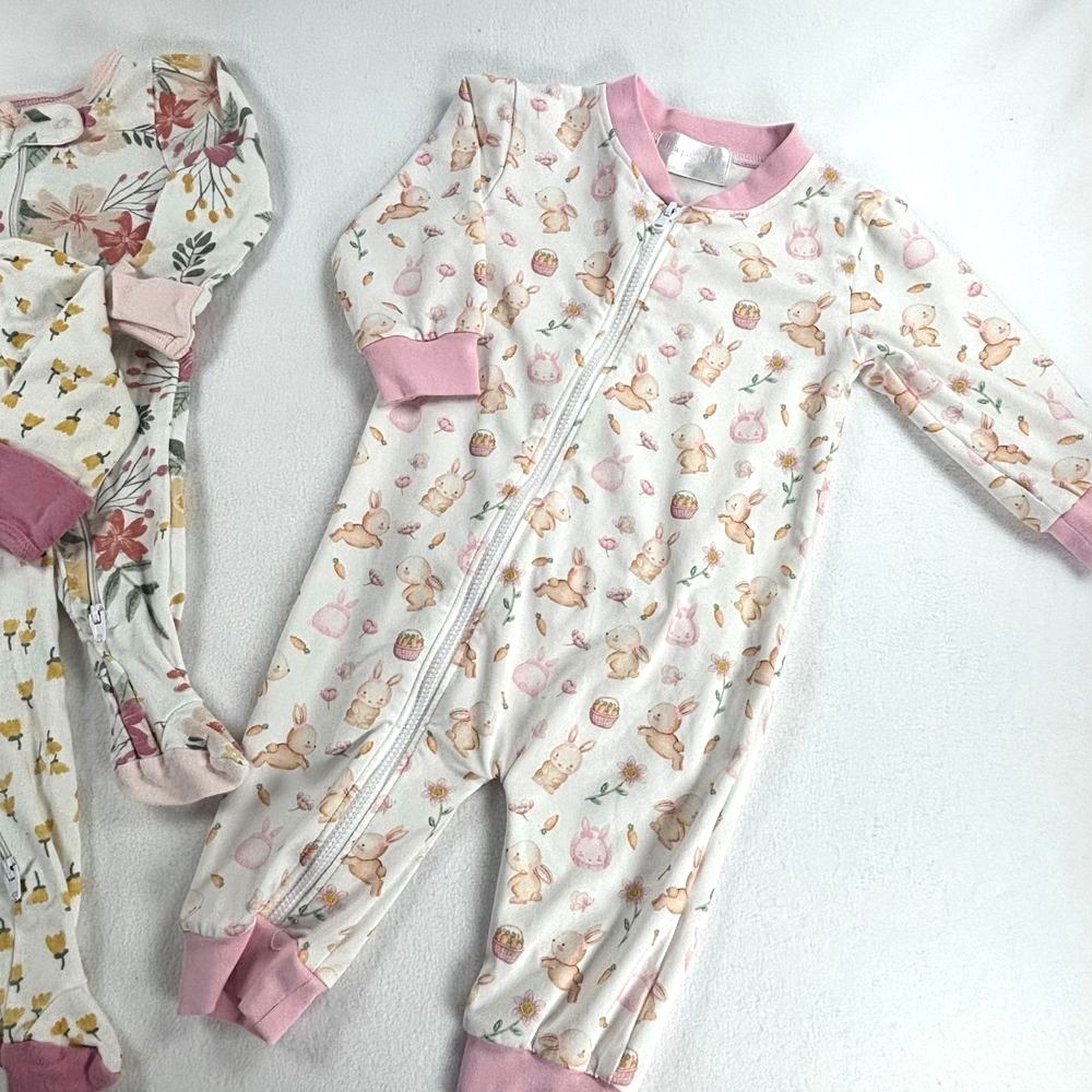 Eliza James Cloud Island‎ Baby Girl Footed Sleepers 3M Floral Print Zip 3 Pack - Picture 4 of 9